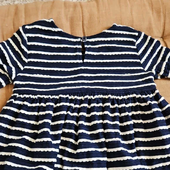 Marmellata Navy and White Striped Dress with Floral Details - Picture 7 of 7